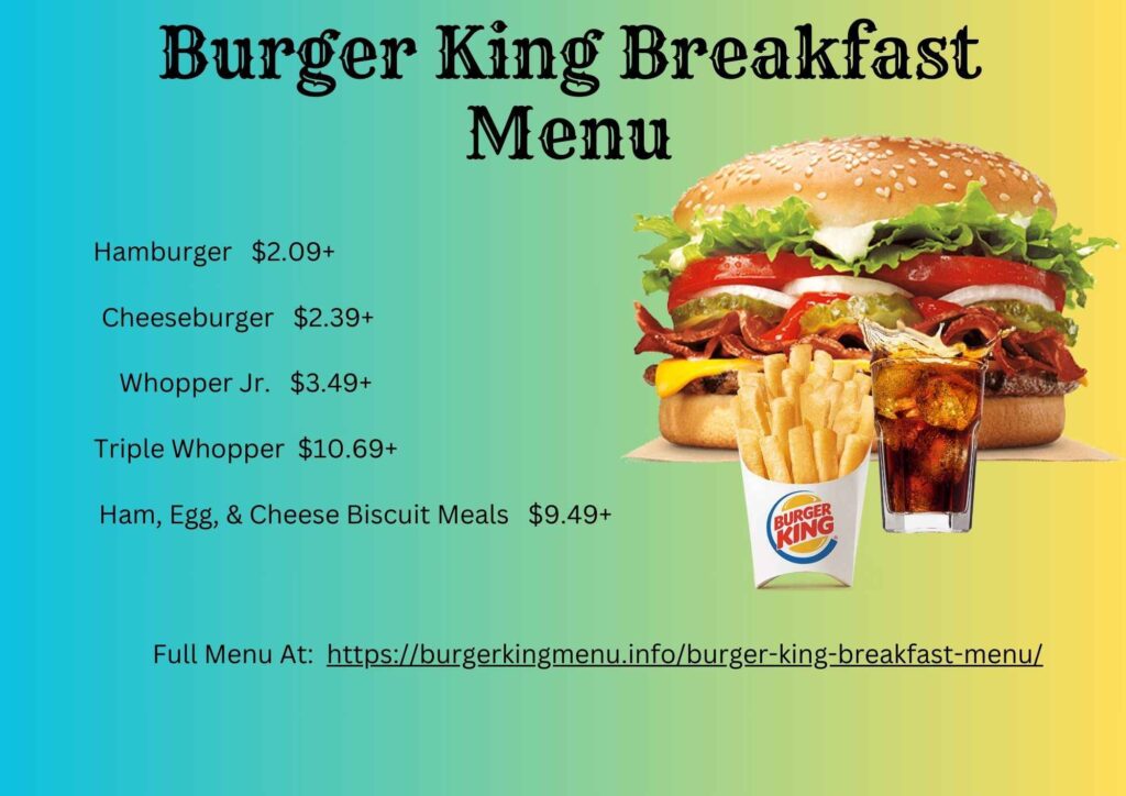 Burger King Breakfast Menu